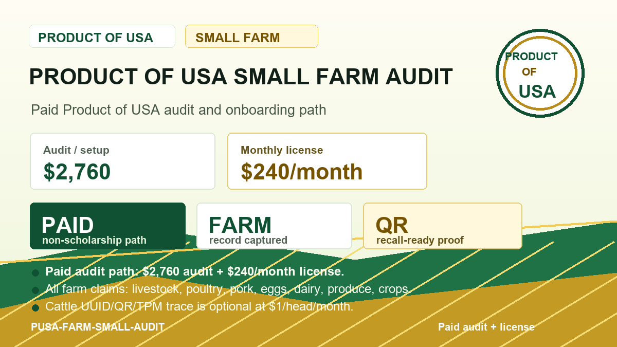 Product of USA Small Farm Audit